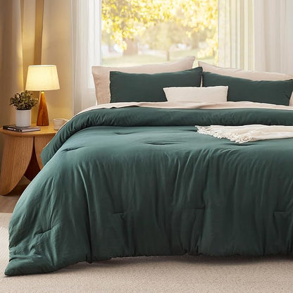 Bedsure King Comforter Set, Forest Green Soft Prewashed Bedding for All Seasons, 3 Pieces GentleSoft™ Bed Set, 1 Lightweight Comforter (104"x90") and 2 Pillowcases (20"x36")