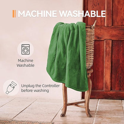 Heated Blanket 50''x60''-Soft and Comfortable Electric Throw,5 Heat Settings and 3H Auto Shut-Off Heating Blanket ETL&FCC Certification Machine Washable (Green)
