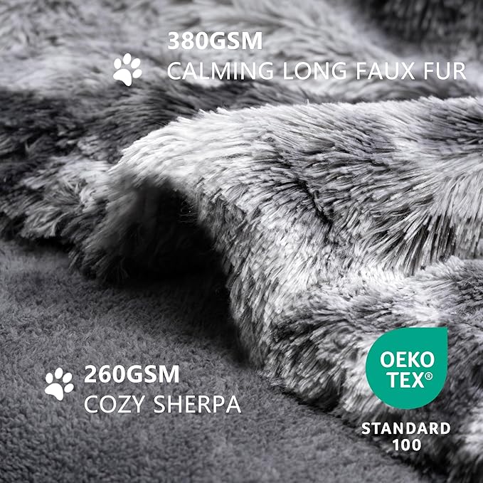 gogobunny Waterproof Dog Blanket for Couch & Furniture Protection - Super Soft Reversible Throw for Large Dogs & Cats, Calming Washable Fur & Sherpa Pet Blanket(25x35 Inch, Tie-dye Grey)