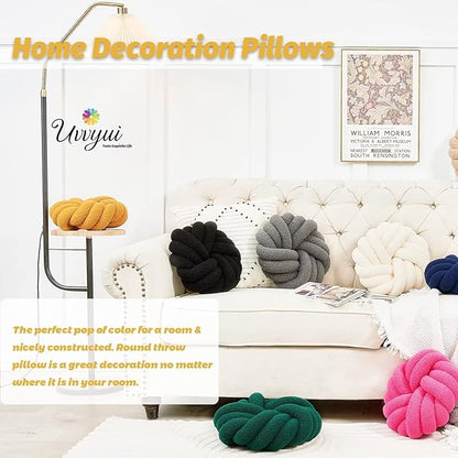 Uvvyui Knot Pillows, 14 Inch Decorative Throw Pillows Round Pillows Cushion, Soft Handmade Knotted Ball Pillow Plush Cushion Home Decor for Bed Couch Living Room (Dark Yellow, 14 Inch)