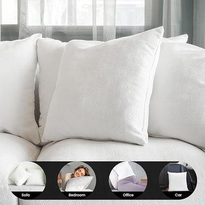 Foamily Throw Pillow Insert 16 x 16 inch (Set of 4) Hypoallergenic 100% Virgin Fiber Bed, Sofa, Couch Decorative Indoor Pillows Made in USA
