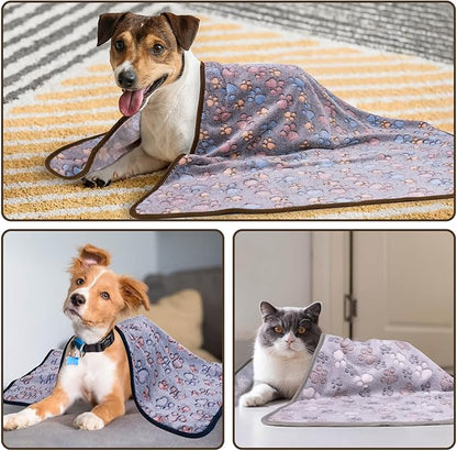 Dono 1 Pack 3 Pink Dog Blankets for Small Dogs, Soft Fluffy Paw Print Pattern Fleece Pet Blanket Warm Sleep Mat, Puppy Kitten Blanket Doggy Mat for Small Dogs Girl -23 * 16in