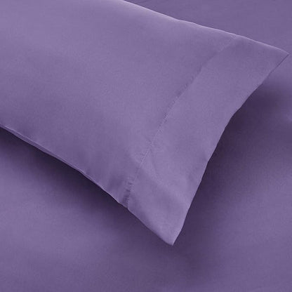 Amazon Basics 5-Piece Lightweight Microfiber Comforter Set with Sheets, Bed-in-a-Bag, Purple Floral Bedding, Twin/Twin XL