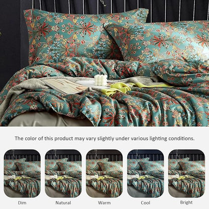 mixinni Farmhouse Boho King Comforter Set - 3 Piece Lightweight All Season Bedding with Fluffy Floral Design, 2 Pillow Shams, Breathable Microfiber for Cozy Bedroom Decor
