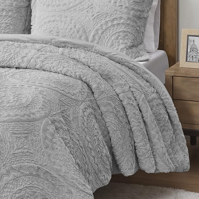 Madison Park Arya Modern All Season Down Alternative Bedding Set with Matching-Sham, Full/Queen, Grey