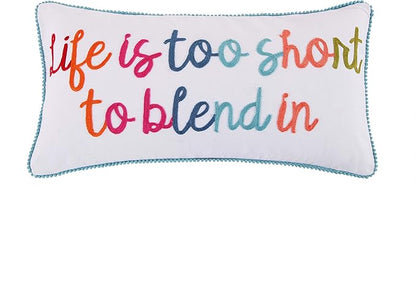 Levtex Home - Jules - Decorative Pillow (12 x 24in.) - Life is Too Short - Orange, Yellow, Blue, Red, Teal