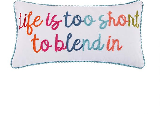Levtex Home - Jules - Decorative Pillow (12 x 24in.) - Life is Too Short - Orange, Yellow, Blue, Red, Teal