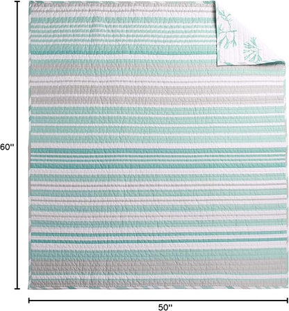 Levtex Home - Truro - Throw - Stripe in Shades of Teal - Throw Size 50x60in. - Cotton/Cotton