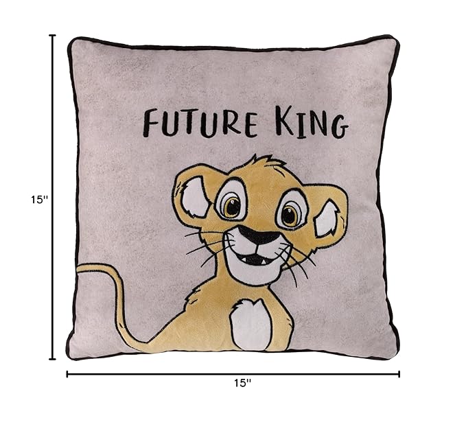 Disney Lion King Taupe and Gold Simba Future King Embroidered Decorative Pillow