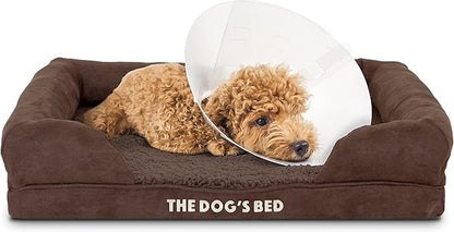 The Dog’s Bed Orthopedic Memory Foam Dog Bed with Bolsters,Plush Fabric, Brown Plush, S