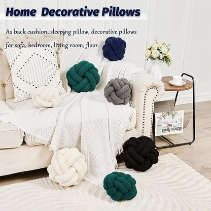 Uvvyui Knot Pillow Ball, Soft Navy Blue Home Decor Knotted Pillows, Handmade Round Plush Throw Pillow, Aesthetic & Cute Large Decorative Pillows for Bed, Floor, Couch, Bedroom Home Decor 11 inches