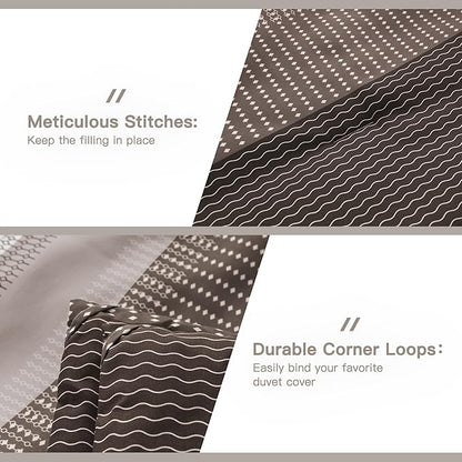 Litanika Comforter Set Full Size Chocolate - 3 Pieces Lightweight Colorblock Stripe Fluffy Bedding Comforter Sets, All Season Bed Set