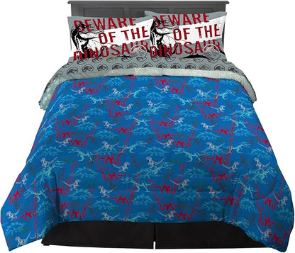 Franco Kids Bedding Super Soft Comforter and Sheet Set, 5 Piece Full Size, Jurassic World Dominion