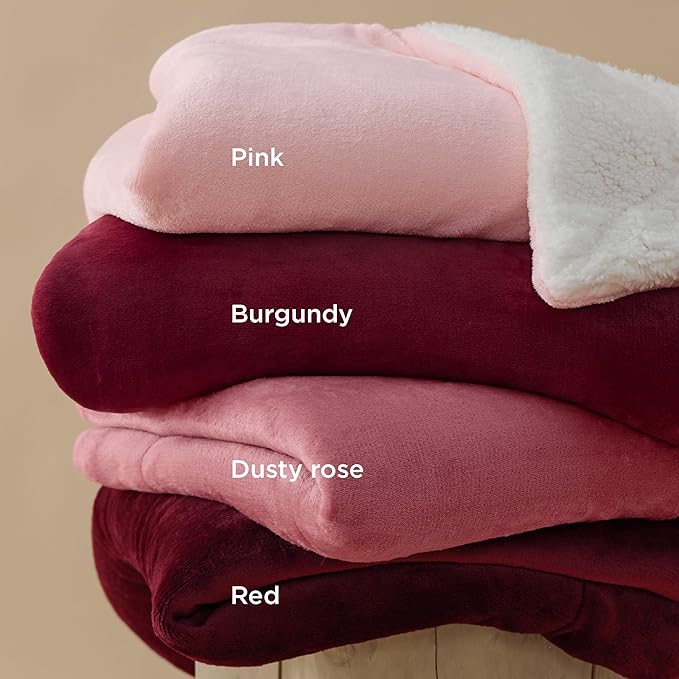 Bedsure GentleSoft Sherpa Fleece Throw Blanket Twin Size for Couch - Thick and Warm Throw for Women and Girls, Soft Fuzzy Plush Blanket for Winter, Room Home Decor, Non-Heated, Pink, 60x80 Inches