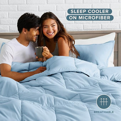 Bare Home Comforter Set - Full Size - Ultra-Soft - Goose Down Alternative - Premium 1800 Series - All Season Warmth (Full, Light Blue)