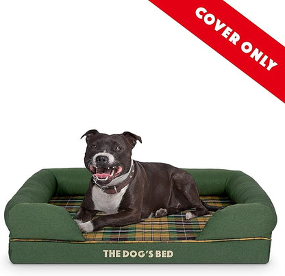 The Dog’s Bed Replacement Outer Cover, Oxford Fabric, Green Tartan, Medium