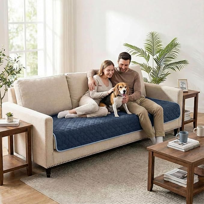 Waterproof Dog Blanket, Couch Cover for Dogs Washable, Reversible Dog Bed Cover, Couch Furniture Protector. (Dark＆Light Blue, 30 X 70 Inch - 1 Pack)