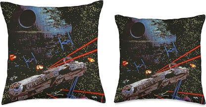 Star Wars Return of the Jedi Death Star II Battle Black Throw Pillow