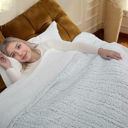 Electric Heated Blanket Full Size 72"×84" with 9 Heating Levels & 1-10Hs Auto Off，Double Sided Plush Sherpa, Energy Efficient, Machine Washable, for Couch & Bed, Light Gradient Blue