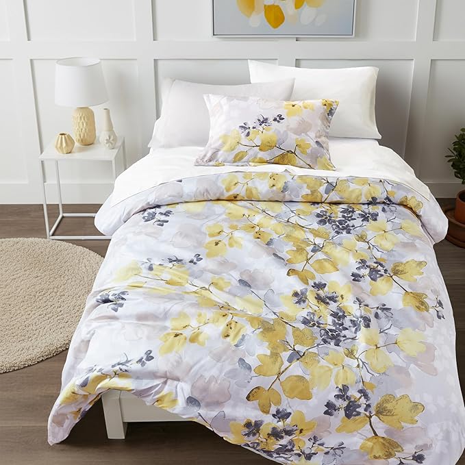Twin XL Comforter Set Yellow Bed Set, 6 Pieces Cute Floral Bedding Set Ultra Soft Botanical Flowers Comforter, Sheets, Pillowcases & Sham