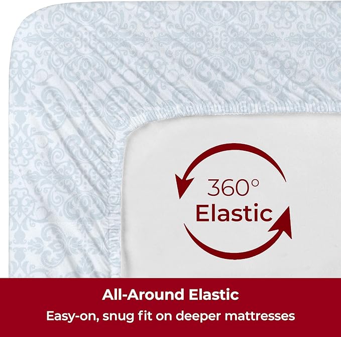 Mellanni Extra Deep King Sheets - 4 PC Iconic Collection Bedding - Hotel Luxury, Ultra Soft, Cooling Bed Sheets - Wrinkle, Fade, Stain Resistant (King, Laced Sky Blue)