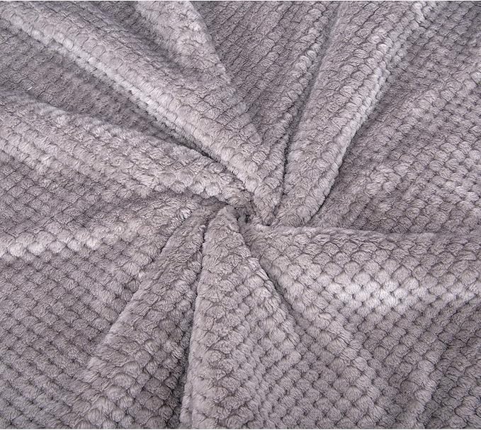 DW-Flint Gray Plush Fleece Receiving Blanket for Dog, Cat, Couch, Sofa, Travel and Outdoor, Camping (24" x 32")