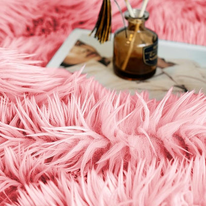 JONIYEAR Extra 2.8" Long Hair Fluffy Faux Fur Throw Blanket 50" x 60", Luxury Soft Decorative Fuzzy Furry Blankets for Couch, Cozy Plush Shaggy Blankets for Sofa Bed, Cute Lovely Blanket for Pet, Pink