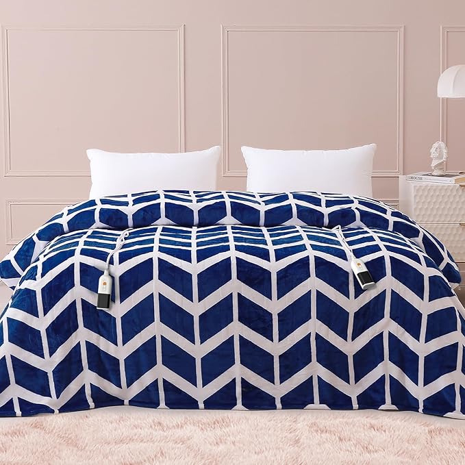 VENTIMI Electric Blanket Queen Size, 84" x 90" Heated Blanket with 9 Heat Levels & 2-4-8-10 Hours Auto Off, Fast Heating Blanket with ETL & FCC Certification, Navy