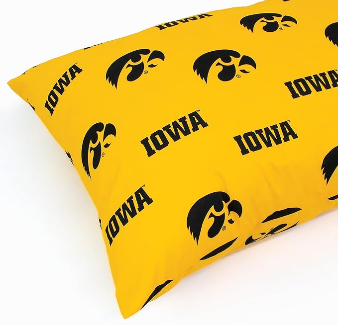 College Covers Everything Comfy Iowa Hawkeyes Pillowcase, Body Pillow, 20" x 60", Includes 1 Pillowcase