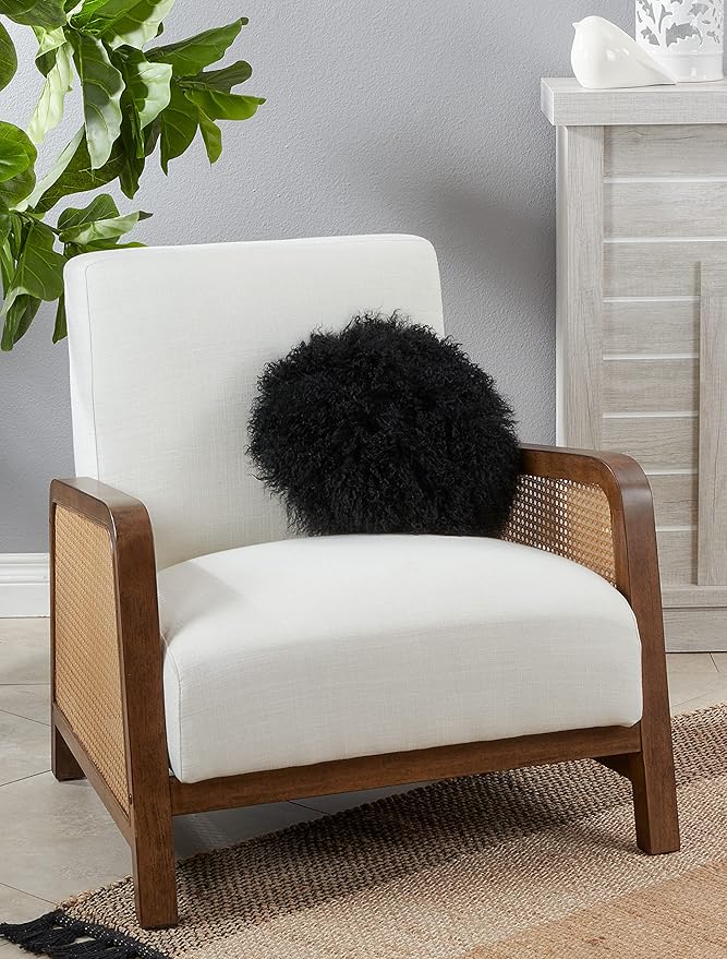 SARO LIFESTYLE Mongolian Lamb Fur Poly Filled Throw Pillow