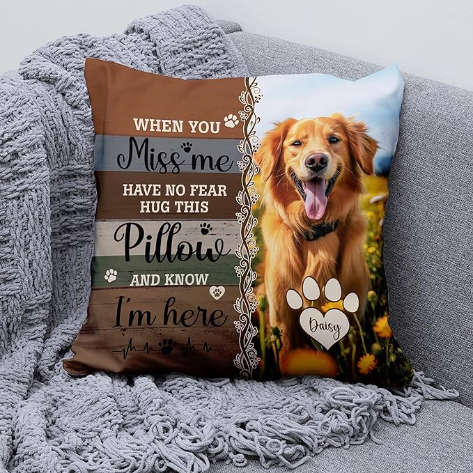 Custom Pet Memorial Throw Pillow (Insert Included), Dog Memorial Gifts For Loss Of Dog, Pet Pillows Photo, Pet Loss Gifts Sympathy Gifts For Pet, Pillow Case Cover, Square Pillow, Photo Pillow