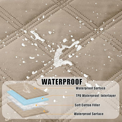 Smiry Waterproof Dog Bed Cover Blanket 40x70, Soft Reversible Pet Blanket, Washable Leakproof Cats Dogs Couch Cover for Sofa, Couch, Furniture, Taupe/Taupe