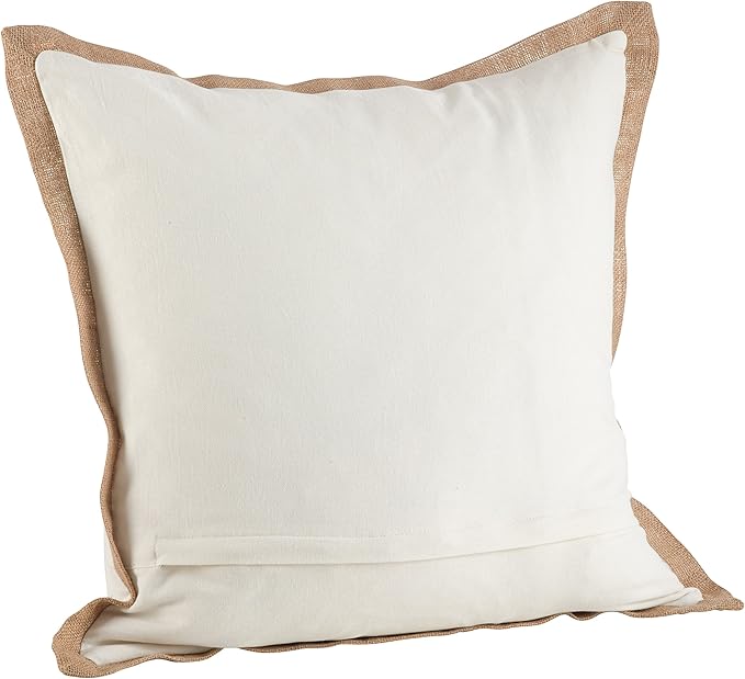 SARO LIFESTYLE Neptunian Coastal Throw Pillow – 20” x 20”, Woven Cotton Cover with Jute Trim, Zipper Closure, Down & Feather Insert – Starfish, Navy Blue