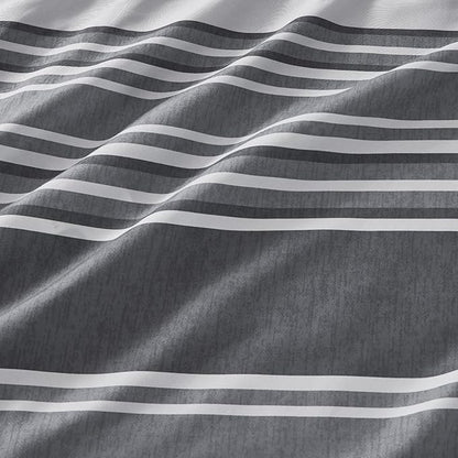 Bedsure Full Comforter Set 7 Pieces, Dark Grey Striped Bedding Set for All Seasons, Reversible, Cationic Dyeing Bed in a Bag with Comforter, Sheets, Pillowcases & Shams