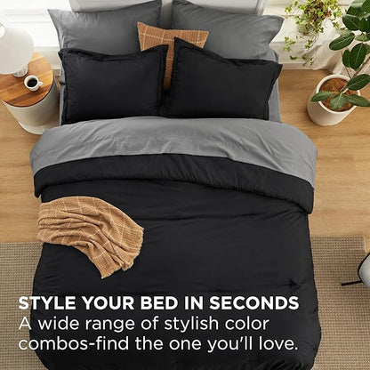 Bedsure Queen Comforter Set - 7 Pieces Black Queen Bedding Set for All Seasons, Boho Contrasting Design Bed in a Bag with Comforter, Sheets, Pillowcases & Shams