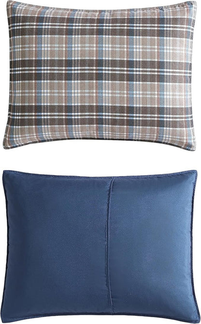 Eddie Bauer- King Comforter Set, Reversible Microsuede Bedding with Matching Sham(s), Casual Luxurious Bedding Set (Rugged Plaid Brown, King)
