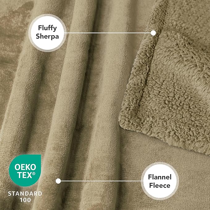 PetAmi Waterproof Dog Blanket for Medium Large Dog Puppy Cat Throw for Couch Cover Leakproof Protection, Sherpa Fleece, Reversible Soft Washable 60x40 Taupe Taupe