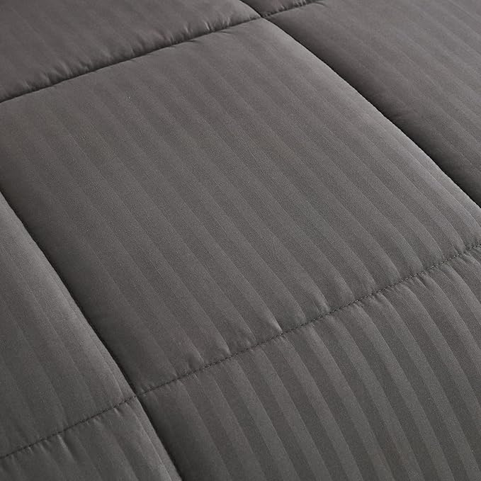 King Size Comforter Set 8 Piece Bed in a Bag with Bed Skirt, Fitted Sheet, Flat Sheet, 2 Pillowcases, 2 Pillow Shams, King, Dobby Gray