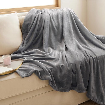 Bedsure GentleSoft Fleece Throw Blanket for Couch Grey - Lightweight Plush Fuzzy Cozy Soft Blankets and Throws for Sofa, 50x60 inches