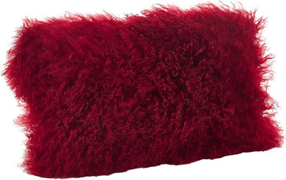 SARO LIFESTYLE Mongolian Lamb Fur Poly Filled Throw Pillow