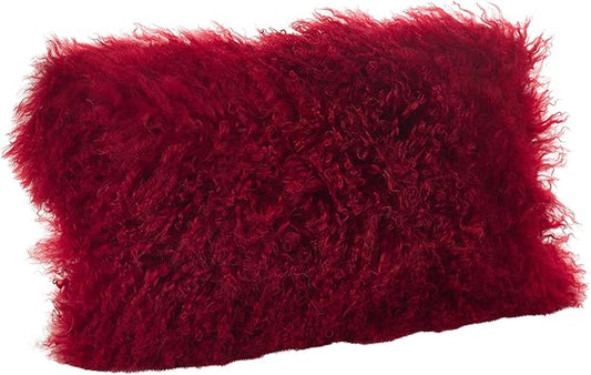 SARO LIFESTYLE Mongolian Lamb Fur Poly Filled Throw Pillow