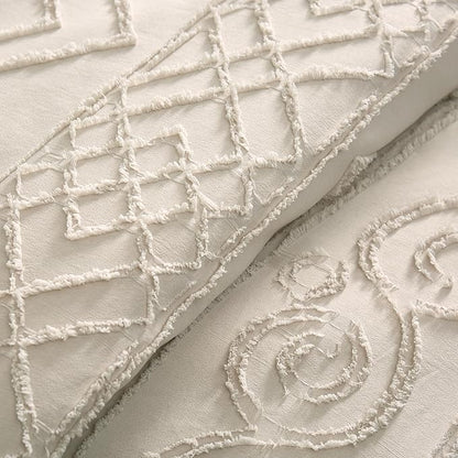 Boho King Size Comforter Set Beige 3 Pieces Tufted Tassel King Comforter Set Prime Lightweight Down Comforter King Size Beige Shabby Chic Boho Bedding Farmhouse Fluffy Comforter Bed Set Gift Choice