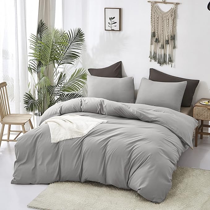 Cottonight Silver Grey Comforter Sets King Light Grey Bedding Comforter Set Pale Grey Color Blanket Quilts Soft Breathable Durable Bedding Comforter Sets