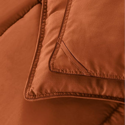 Elegant Comfort 3-Piece Box Stitched Down Alternative Comforter with Shams - Ultra Soft for All Season Duvet Insert with Corner Tabs, Plush Cozy 3PC Comforter Set, King, Coral