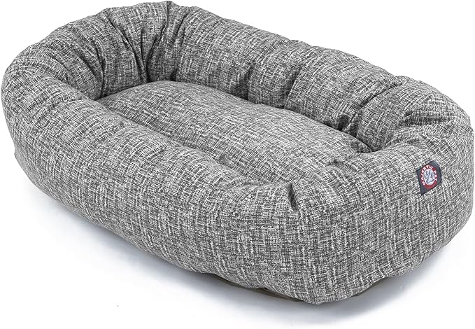 Majestic Pet 40 Inch Bagel Calming Dog Bed Washable – Cozy Soft Round Dog Bed with Spine Support for Dogs to Rest Their Head - Fluffy Donut Puppy Mat 40x29x9 (Inch) Large – Lt. Black