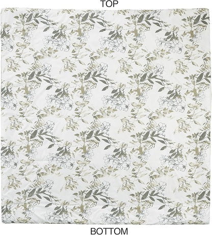 Chezmoi Collection Julia 3-Piece Floral Comforter Set, Queen - Multicolor Taupe-Green Gray White Floral Leaves Printed Microfiber Lightweight Bedding Set for All Season