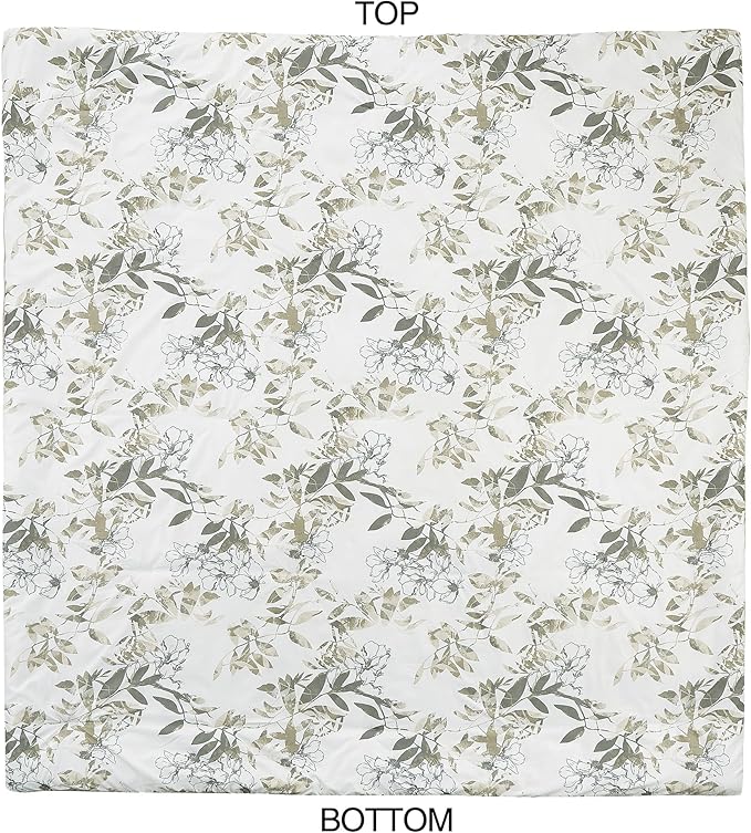 Chezmoi Collection Julia 2-Piece Floral Comforter Set, Twin - Multicolor Taupe-Green Gray White Floral Leaves Printed Microfiber Lightweight Bedding Set for All Season