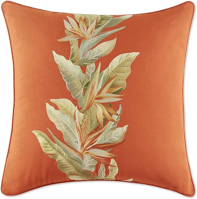 Tommy Bahama - Throw Pillow, Ideal for Bed or Couch, Tropical Design, Cozy Home Essentials (Birds of Paradise Orange, 20" x 20")