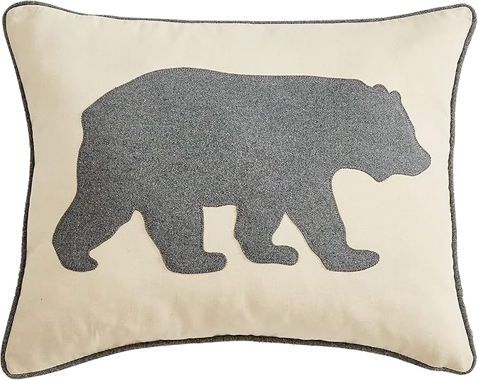 Eddie Bauer Home Throw Pillow with Zipper Closure, Perfect Luxurious Bedding Set for Bed or Sofa, 16" x 20", Bear Twill Grey