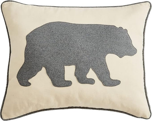 Eddie Bauer Home Throw Pillow with Zipper Closure, Perfect Luxurious Bedding Set for Bed or Sofa, 16" x 20", Bear Twill Grey
